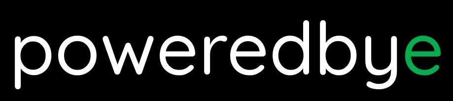 Poweredbye white on black logo large